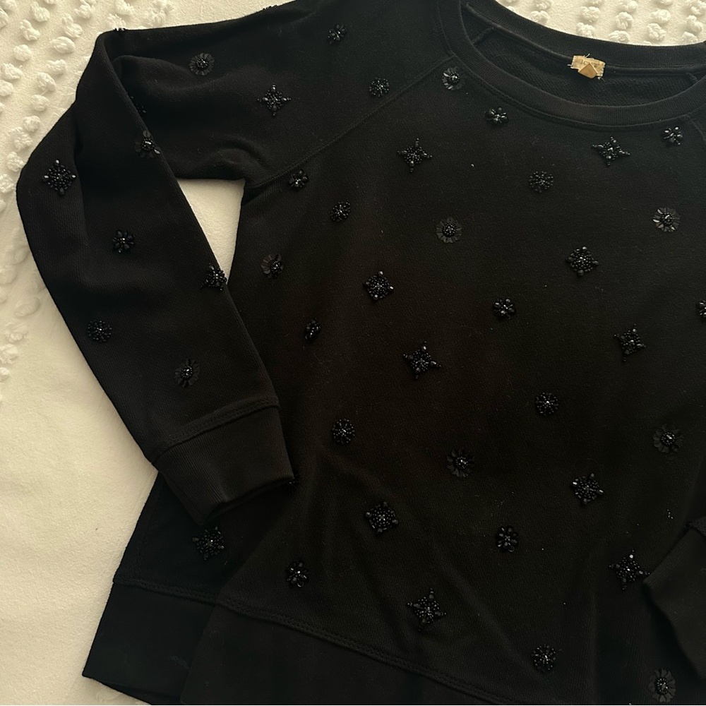 J. Crew Black Embellished Sweatshirt